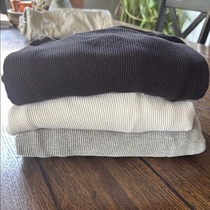 Men's Waffle Thermals Black, White, and Gray Set
